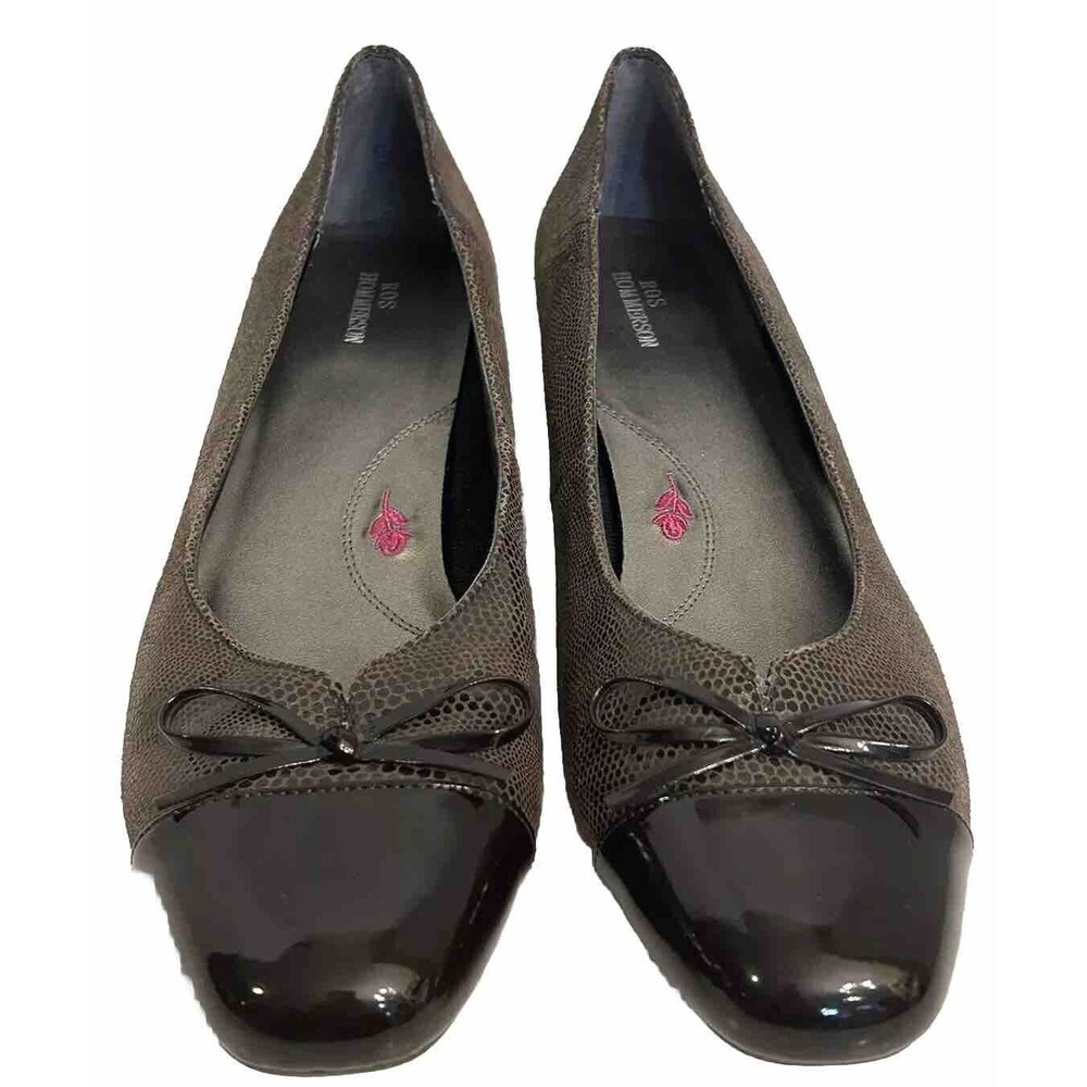 Ros Hommerson Brown Leather Heels Toe Cap with Bow Size 11 (SS) Super Slim